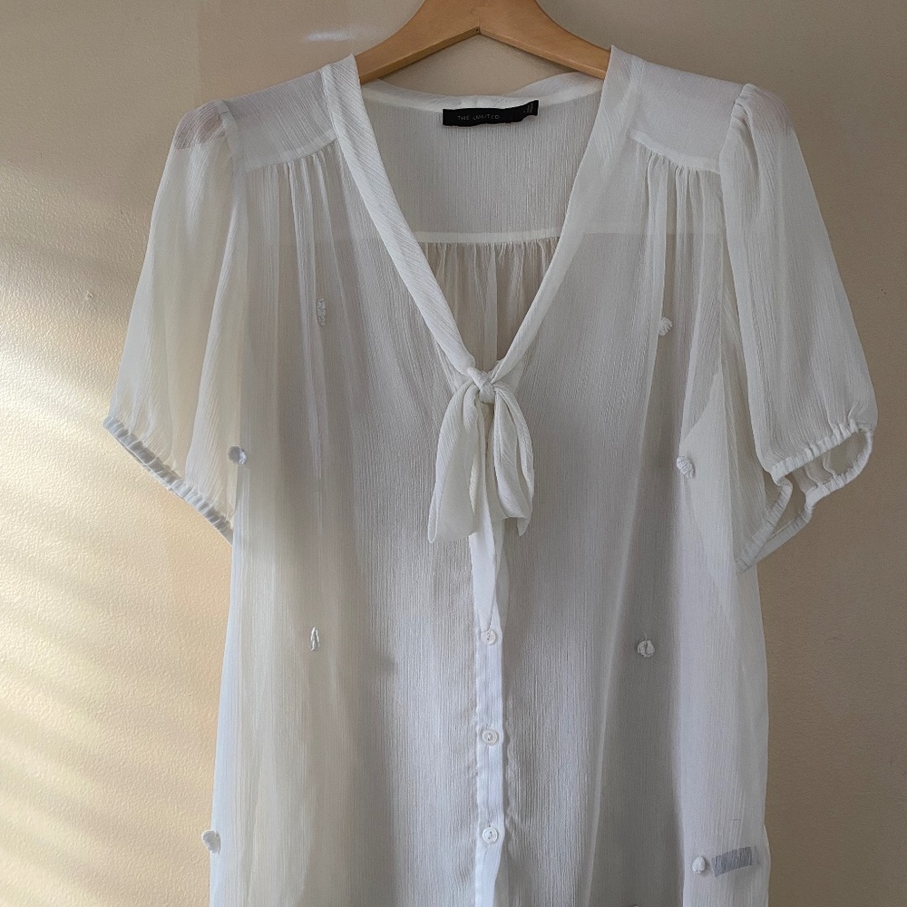 Limited, sheer white blouse